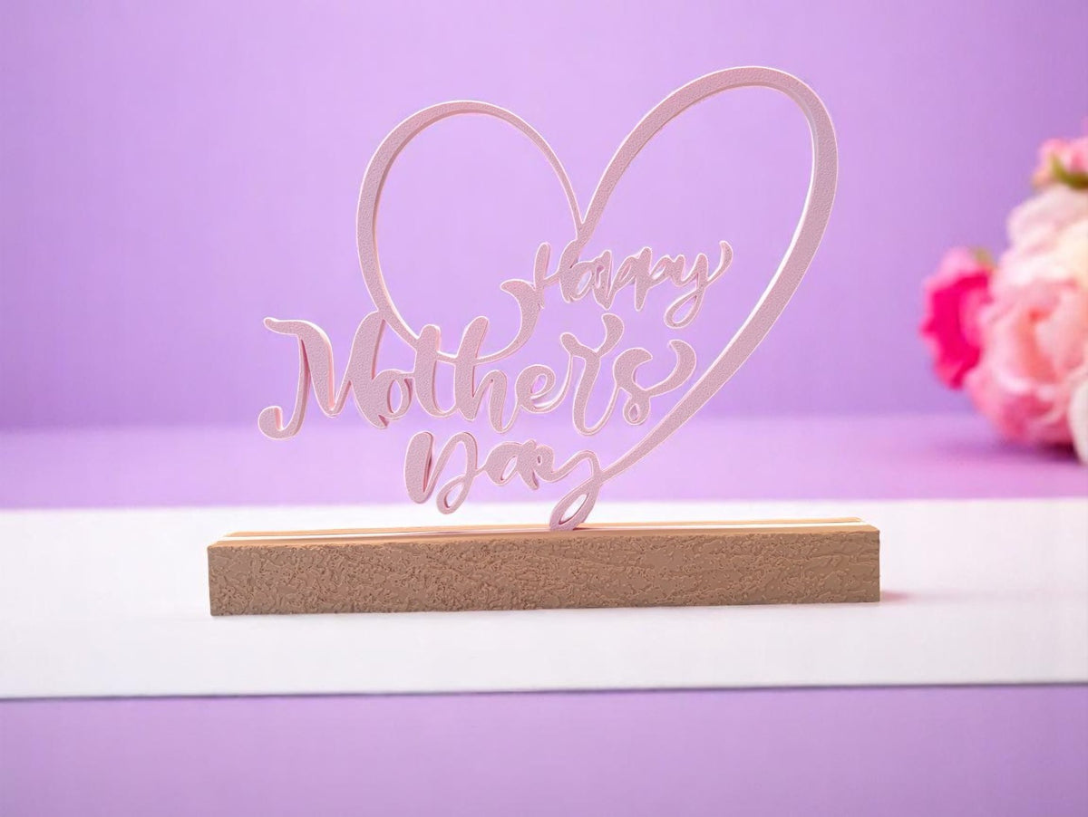 Κομψό Διακοσμητικό "Happy Mother's Day" σε Σχήμα Καρδιάς με Βάση - Ένα Αριστοκρατικό Δώρο για τη Μητέρα