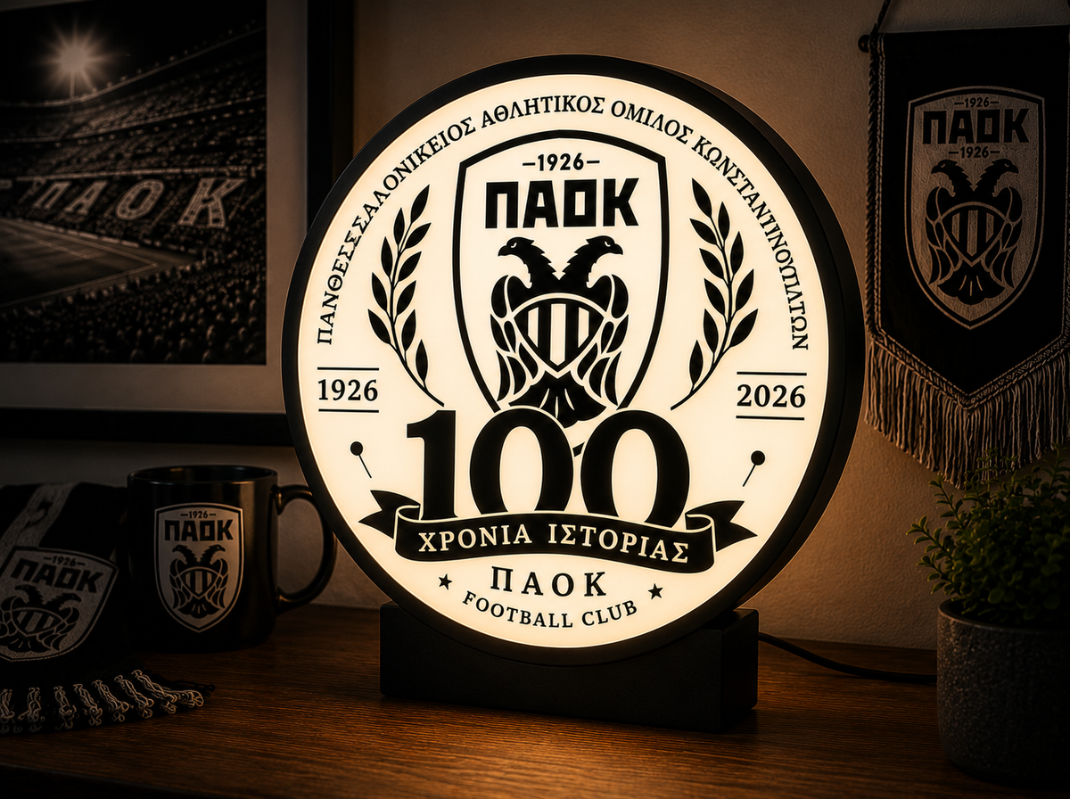 PAOK 100 Years Anniversary Light – Επετειακό Φωτιζόμενο ΠΑΟΚ 1926–2026 | PAOK Centenary Lamp