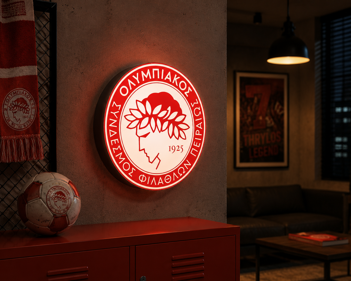 Olympiacos LED Light – Φωτιζόμενο Διακοσμητικό Ολυμπιακού | Olympiacos Logo Light