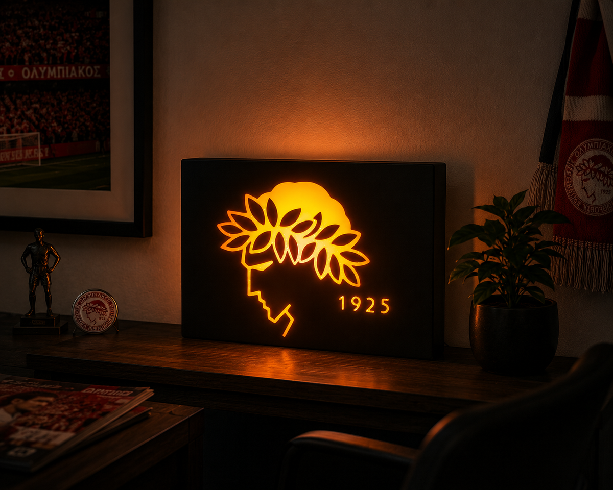 Olympiacos Neon Crest Light – Φωτιζόμενο Minimal Διακοσμητικό Ολυμπιακού | LED Decor