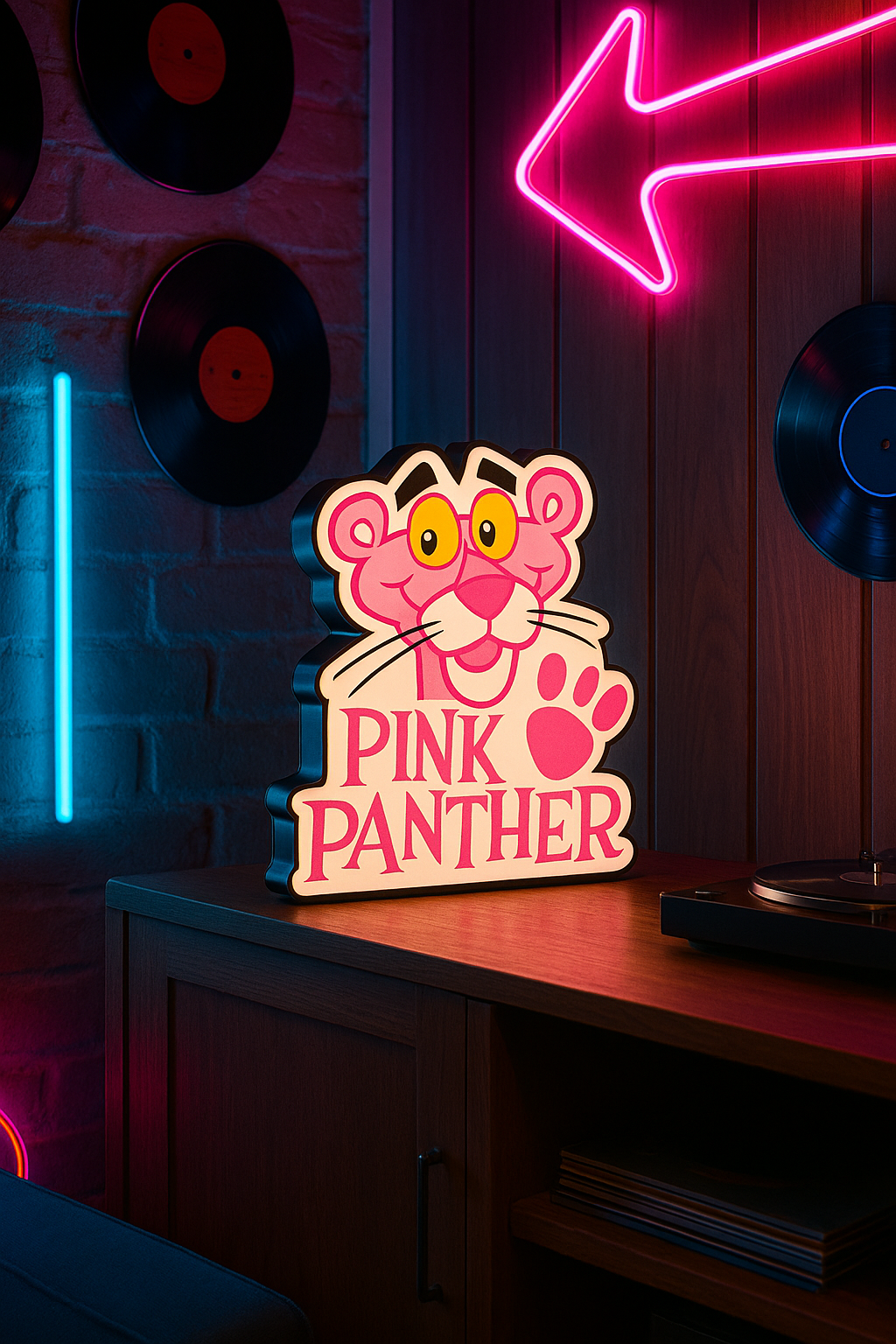 Pink Panther Retro Lightbox – Classic Cartoon Cinema Sign | Vintage 60s Nostalgia Desk Lamp
