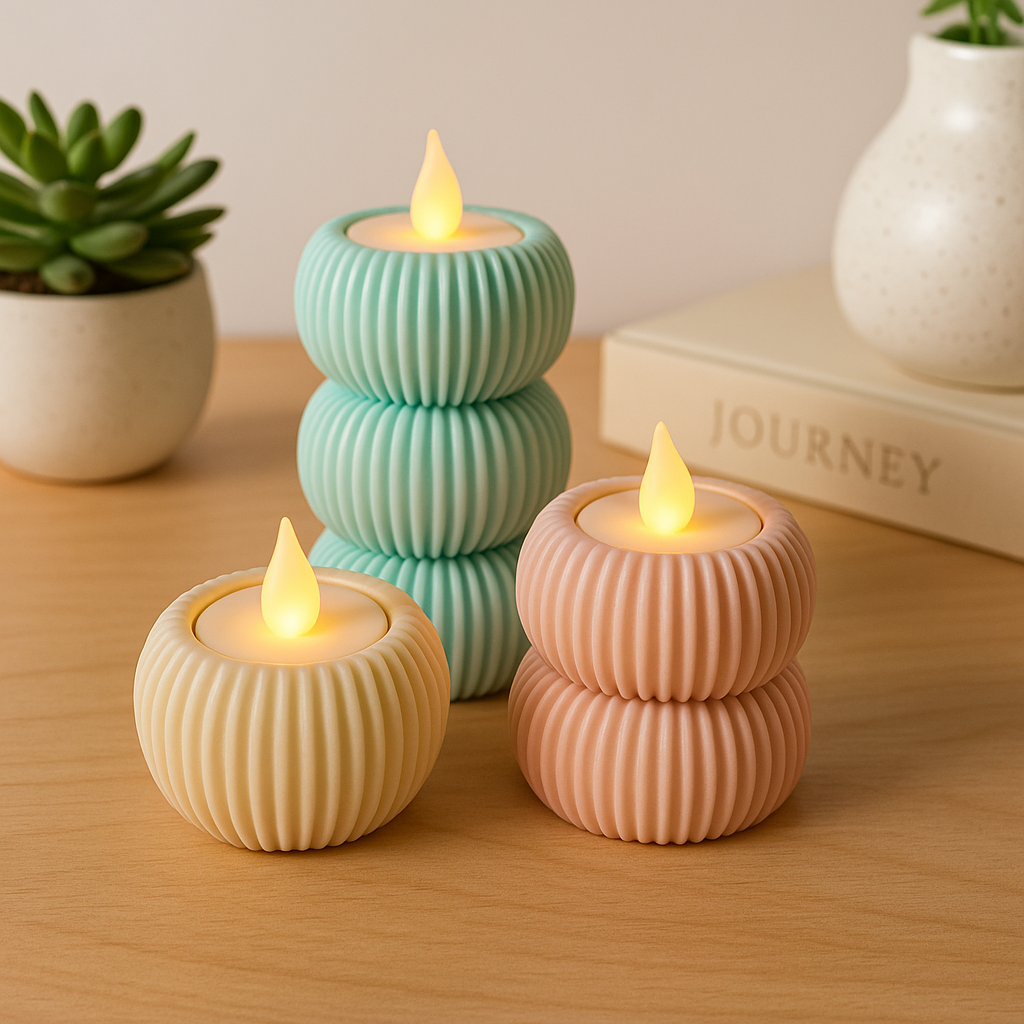 Modern Ripple Candle Holders - Σετ Κηροπήγια με Ραβδωτή Υφή | Δυνατότητα Επιλογής Χρωμάτων | Minimal Διακόσμηση