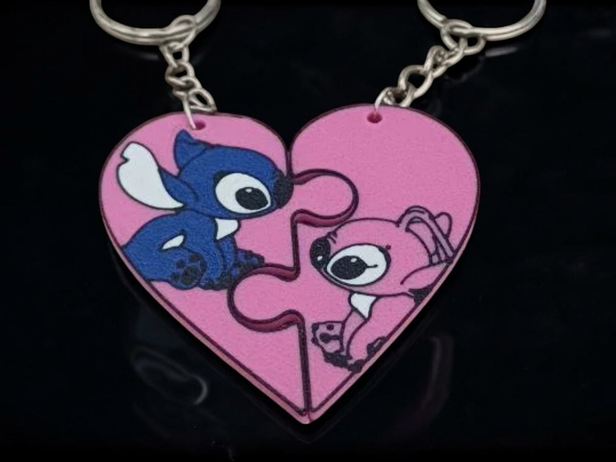 "Stitch & Angel: Broken Heart" Couple Keychain