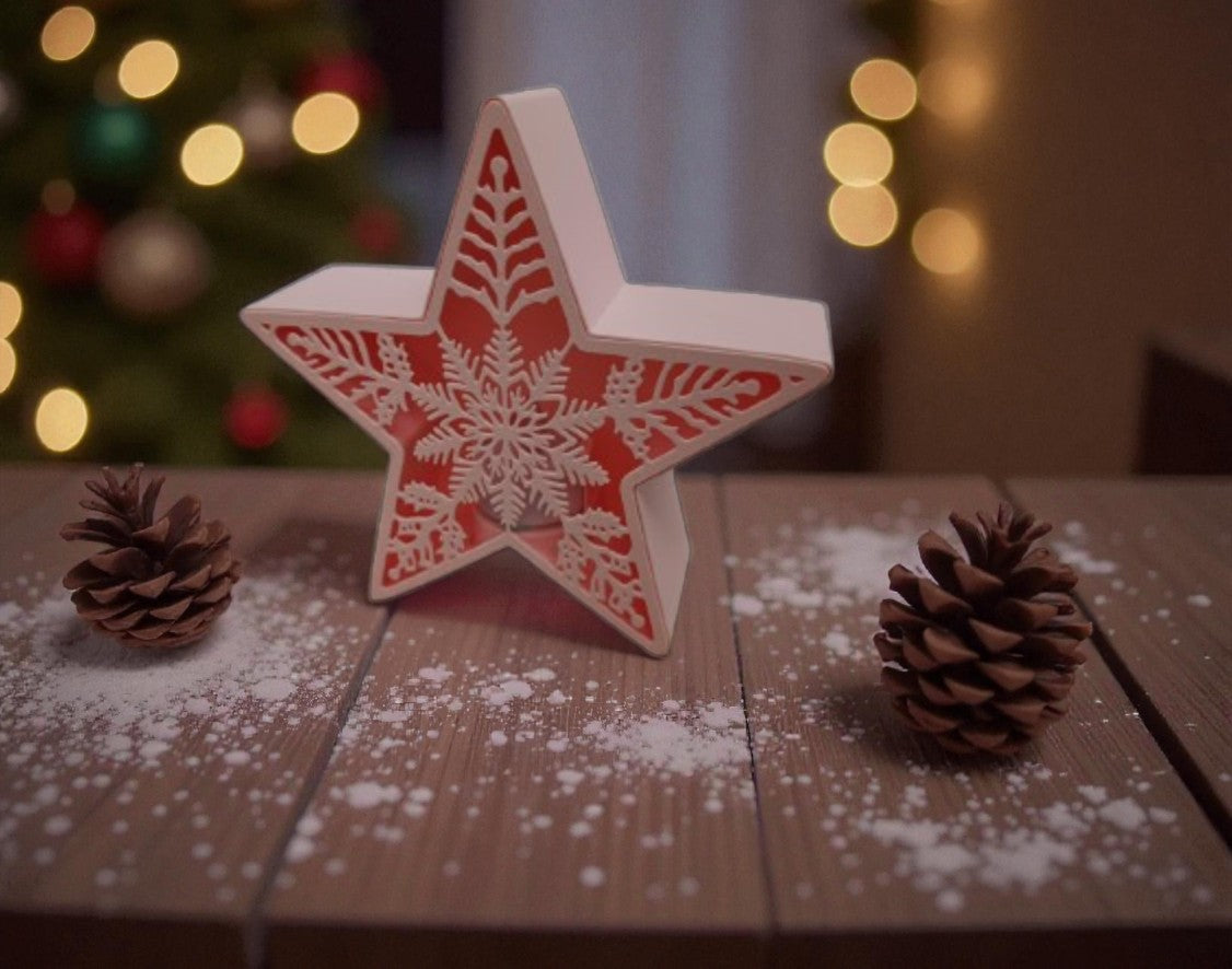 Christmas Star Candle Holder | Festive LED Tealight Decor