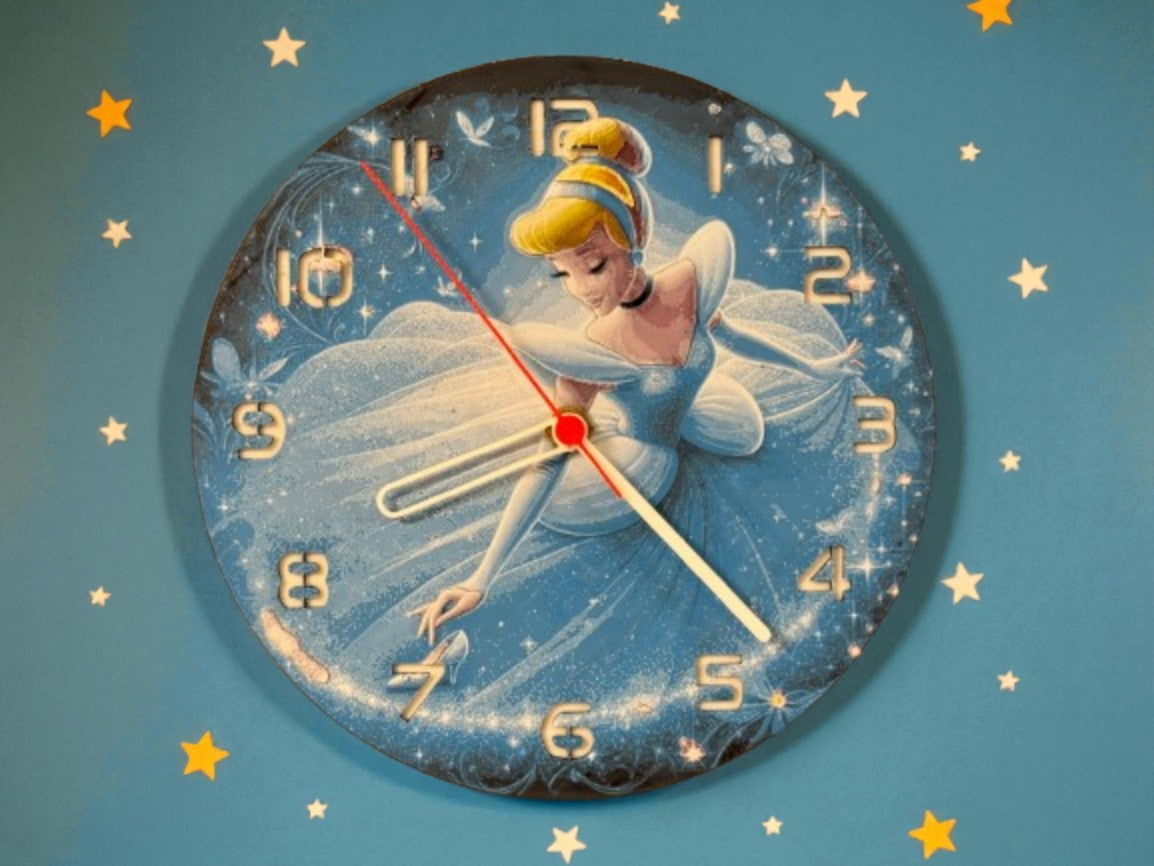 Cinderella Princess Wall Clock – Magical Fairy Tale Decor | Personalized Disney-Inspired Gift for Girls