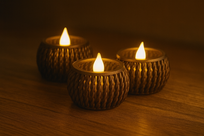 Weave Glow Candle Holders - Σετ Κηροπήγια με Πλεκτή Υφή & Κυματιστή Βάση | Boho Διακόσμηση & Επιλογή Χρωμάτων