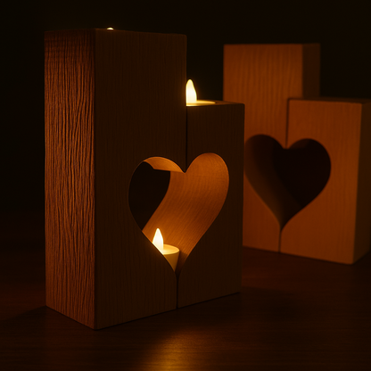 Heartlight Duo Candle Holder Set – Interlocking Heart Tealight Decor | Romantic Anniversary & Wedding Gift | Custom Colors