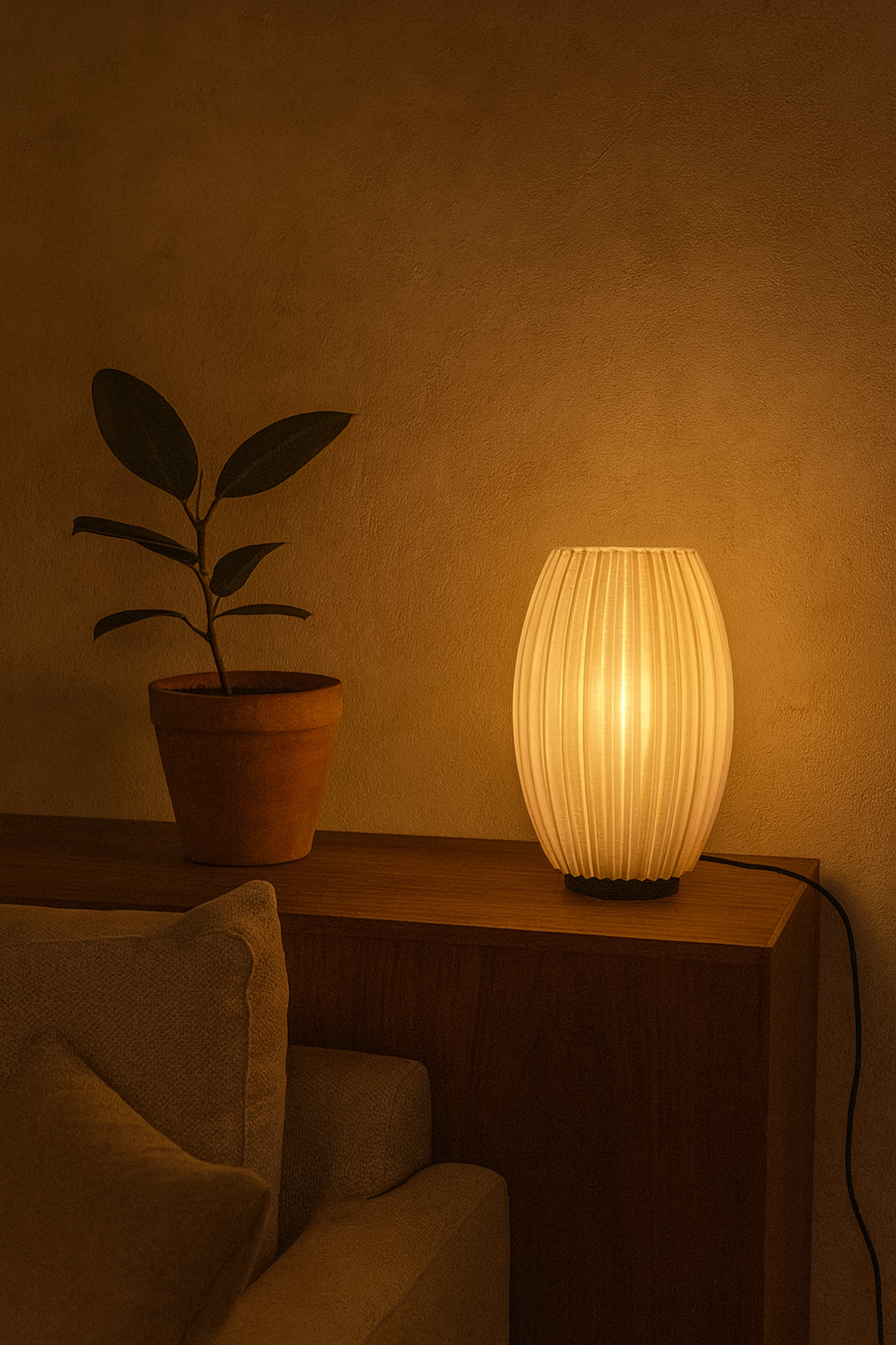 Ribbed Glow Table Lamp - Επιτραπέζιο Φωτιστικό με Ραβδωτή Υφή & Ζεστό Φωτισμό | Elegant Minimal Διακόσμηση