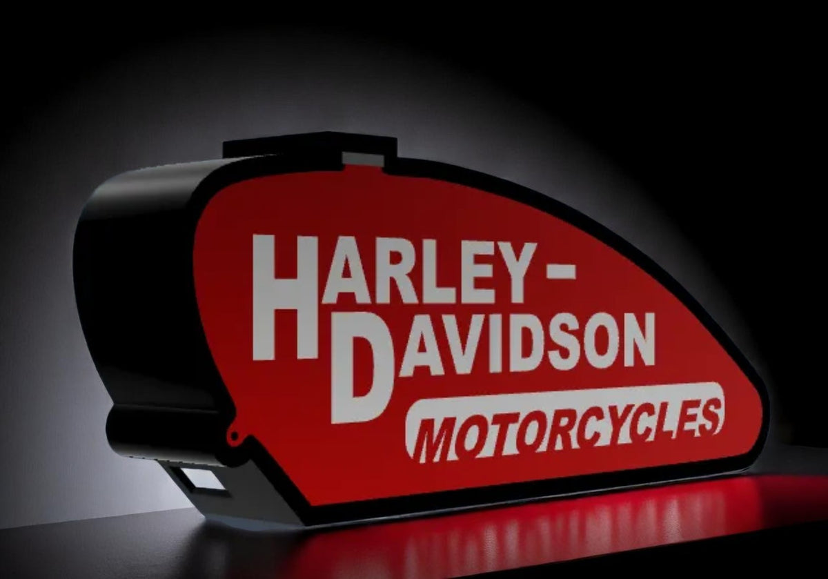 Harley-Davidson Tank Logo 3D Printed Lightbox – Retro Fan Art Lamp