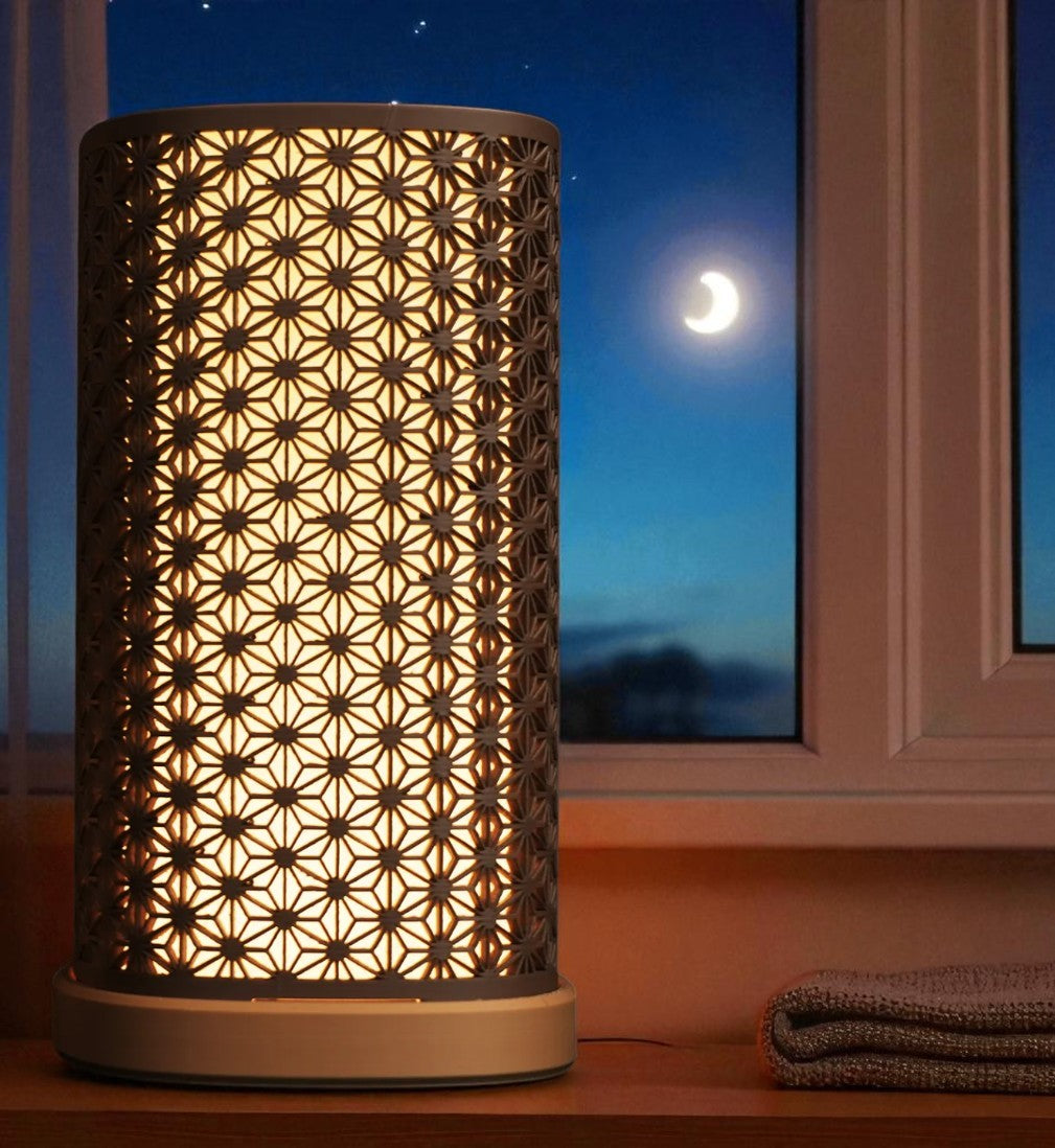 Ambient 3D Printed Table Lamp – Japanese Asanoha Pattern