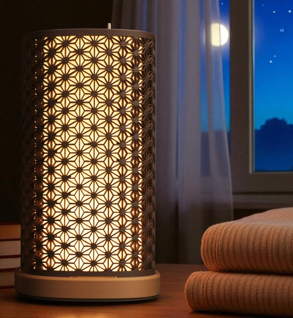 Ambient 3D Printed Table Lamp – Japanese Asanoha Pattern