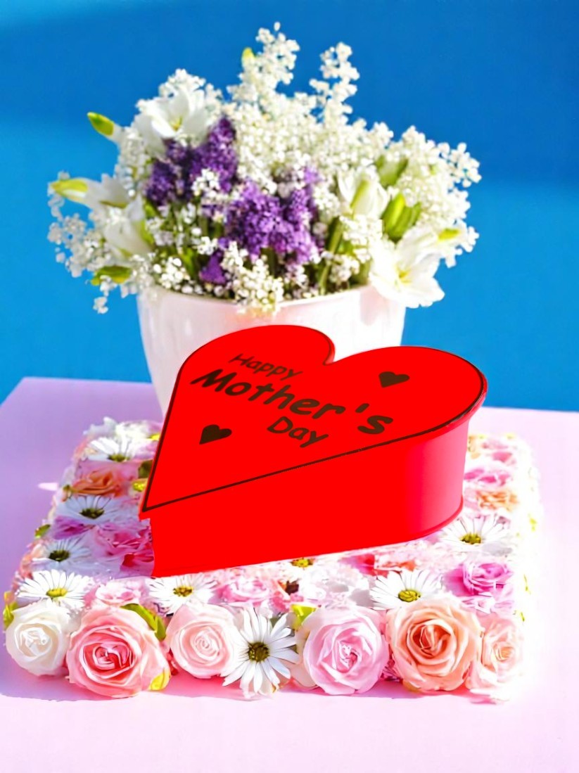 "Happy Mother's Day" Heart-Shaped Gift Box - The Perfect Red Accent for Mother's Day