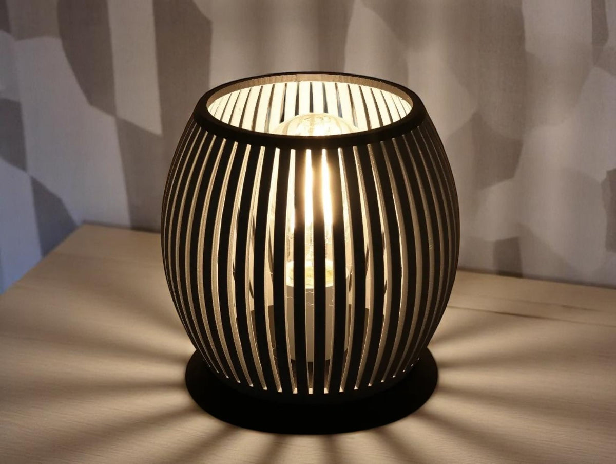 “Cage Glow” 3D Printed Table Lamp – Modern Harmony of Light & Shadow