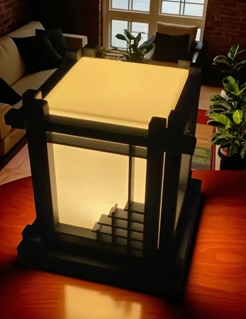 3D Printed Mini Table Lamp – Japanese-Inspired with Architectural Detail