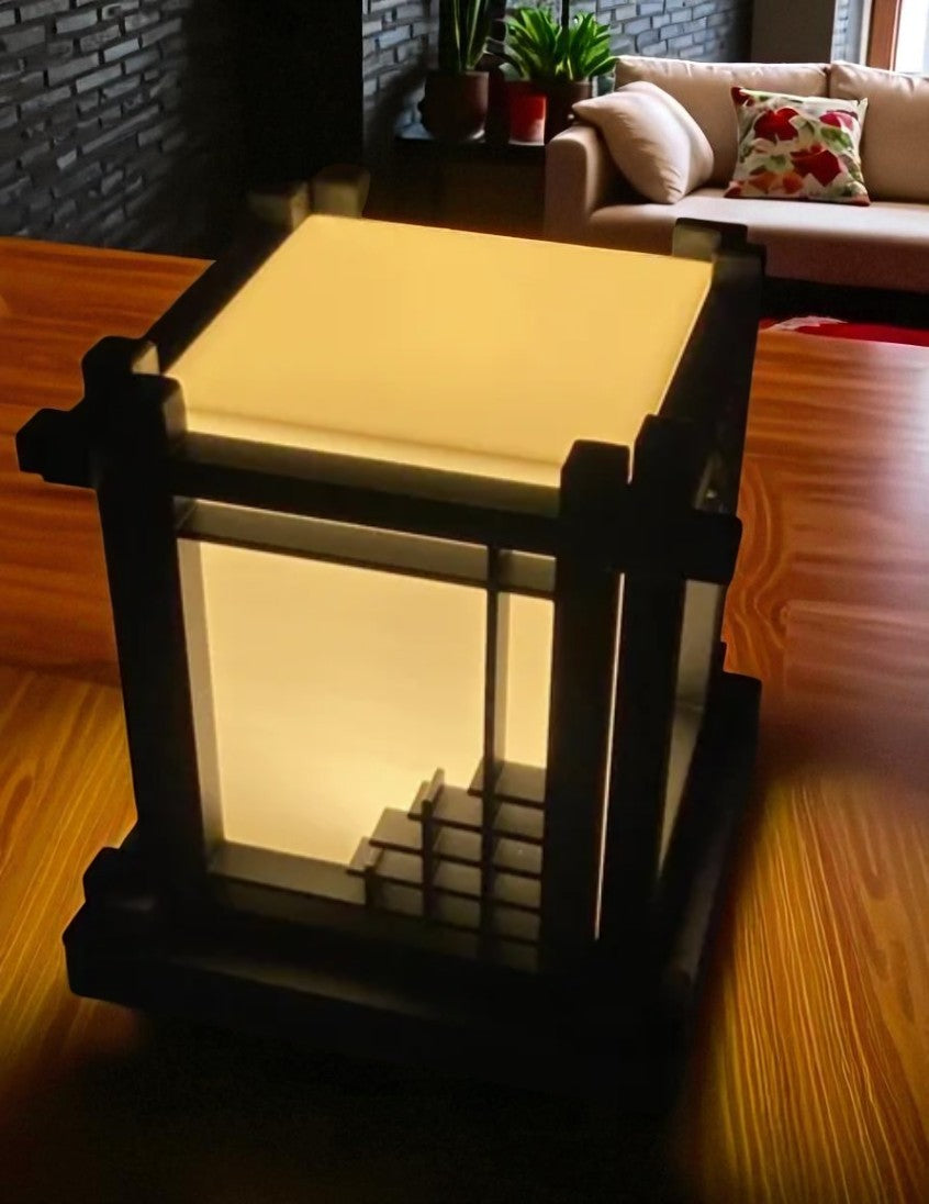 3D Printed Mini Table Lamp – Japanese-Inspired with Architectural Detail