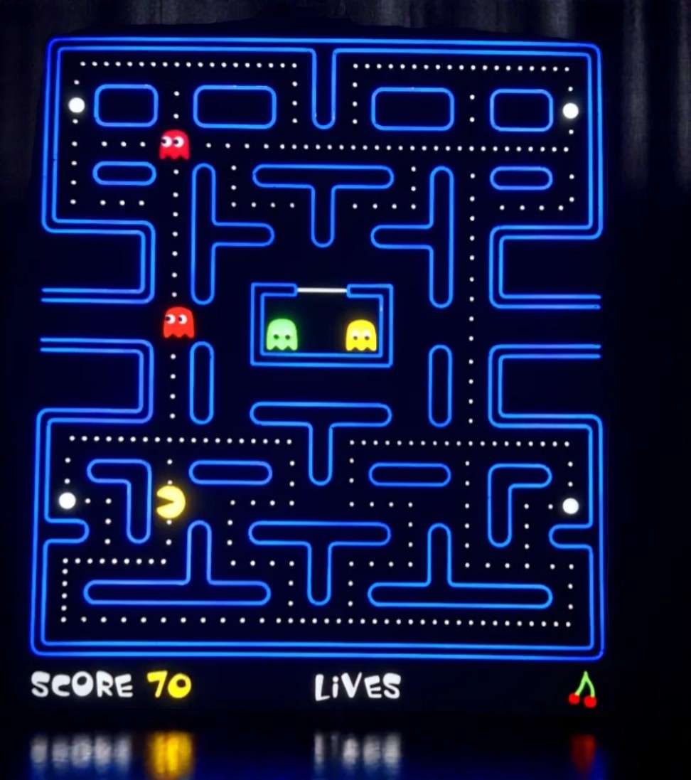 Φωτιστικό Lightbox "Pac-Man Maze" 3D Printed – Ρετρό Gaming Διακόσμηση 