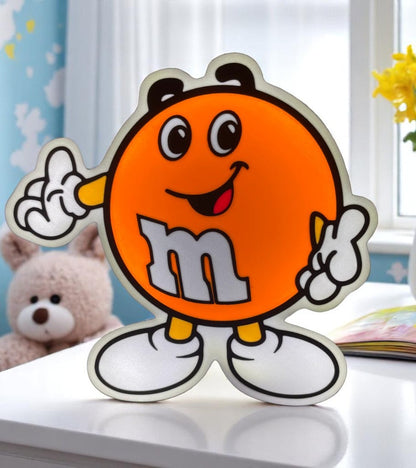Πορτοκαλί M&M's 3D LED Φωτιστικό USB - Διασκεδαστικό Παιδικό Νυχτερινό Φως