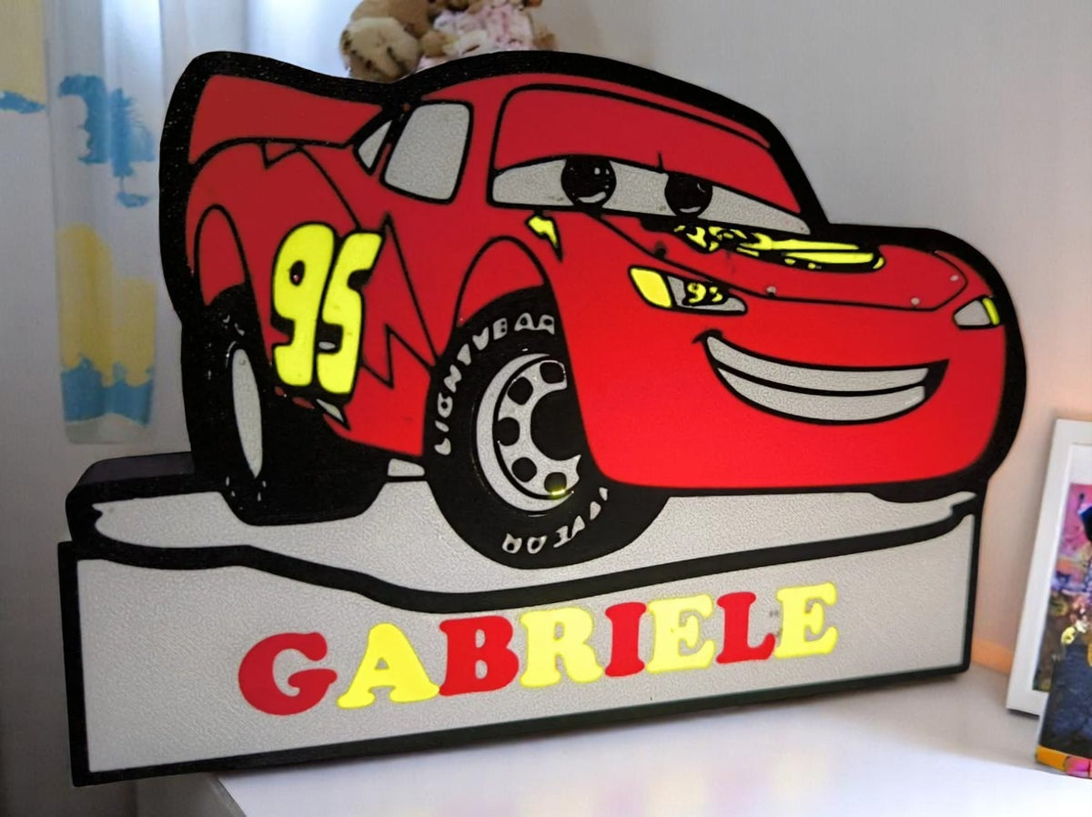 Lightning McQueen 3D LED USB Night Light - Personalized Name Base - Disney Pixar Cars