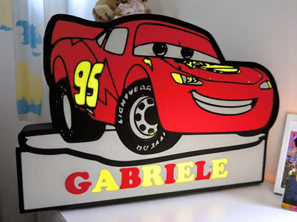 Lightning McQueen 3D LED USB Night Light - Personalized Name Base - Disney Pixar Cars