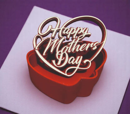 Elegant Heart-Shaped "Happy Mother's Day" Decorative Ornament with Red Base - The Ultimate Gift of Love