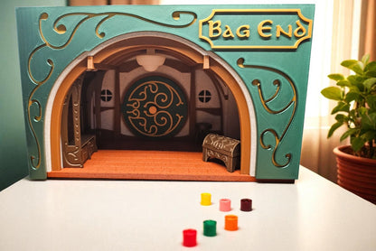 Handcrafted 3D Diorama – Enchanted Round-Door Hobbit-Style Home