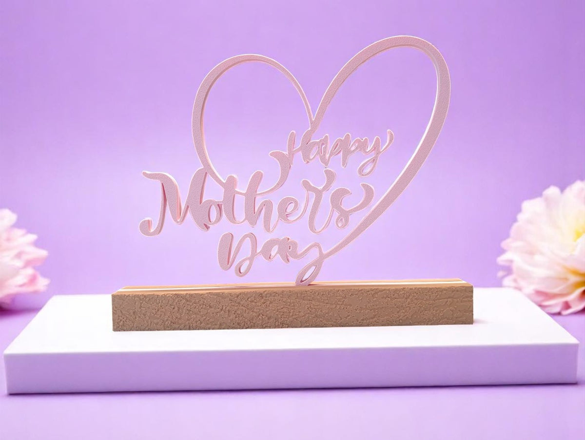  Κομψό Διακοσμητικό "Happy Mother's Day" σε Σχήμα Καρδιάς με Βάση - Ένα Αριστοκρατικό Δώρο για τη Μητέρα
