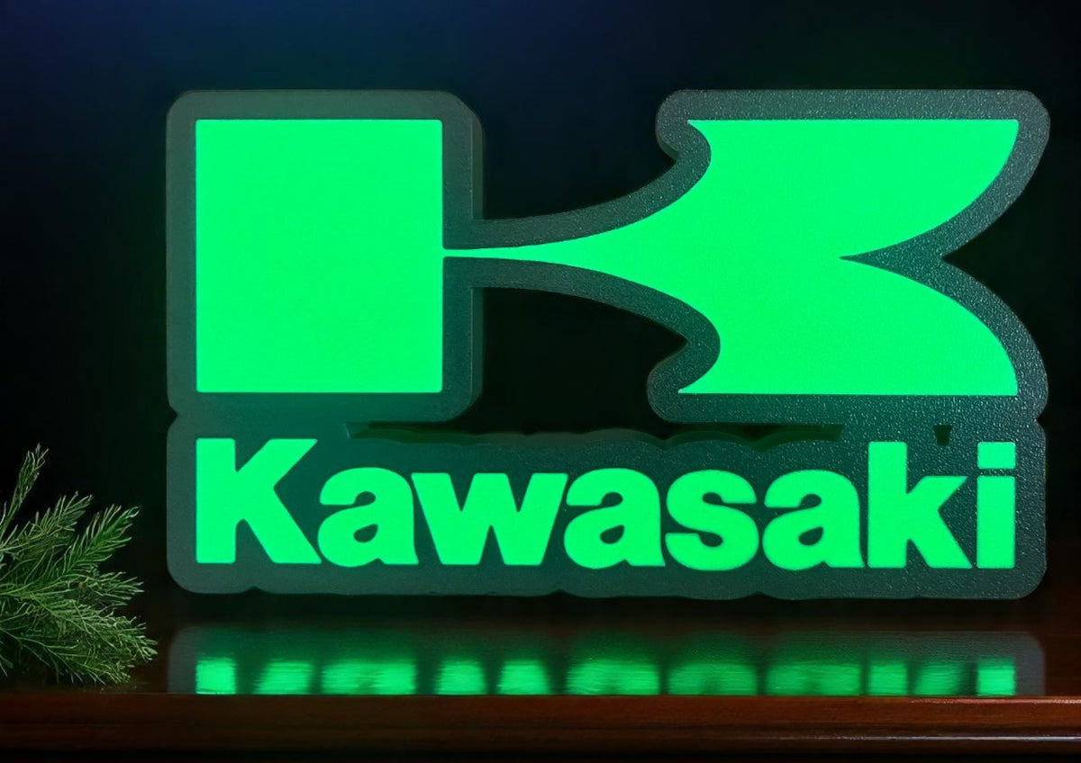 Kawasaki Retro Logo 3D Printed Lightbox – Neon Fan Art Display