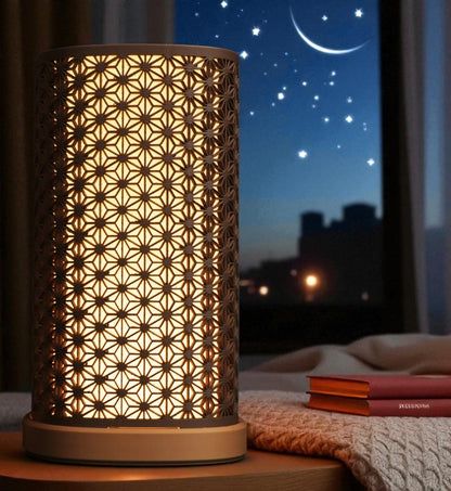 Ambient 3D Printed Table Lamp – Japanese Asanoha Pattern