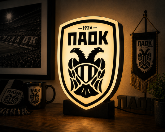 PAOK LED Crest Light – Φωτιζόμενο Διακοσμητικό ΠΑΟΚ | PAOK FC Logo Lamp