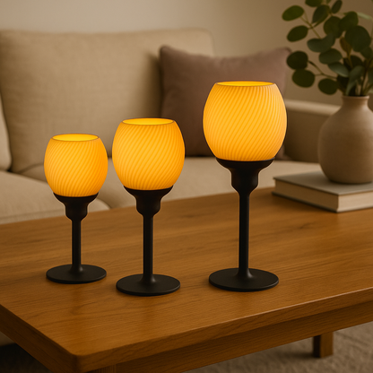 Elegant Glow Candle Holder Set – Modern Ribbed Pedestal Tealight Decor | Sophisticated Living Room Centerpiece |