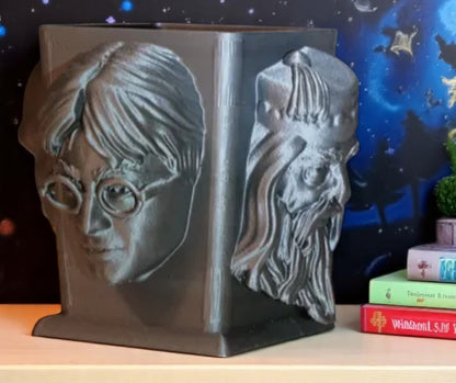 Harry Potter & Dumbledore Pencil Holder – 3D Printed Fan Art Desk Organizer | Wizard Decor
