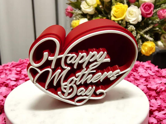 Κομψό Διακοσμητικό "Happy Mother's Day" σε Σχήμα Καρδιάς με Κόκκινη Βάση - Το Απόλυτο Δώρο Αγάπης
