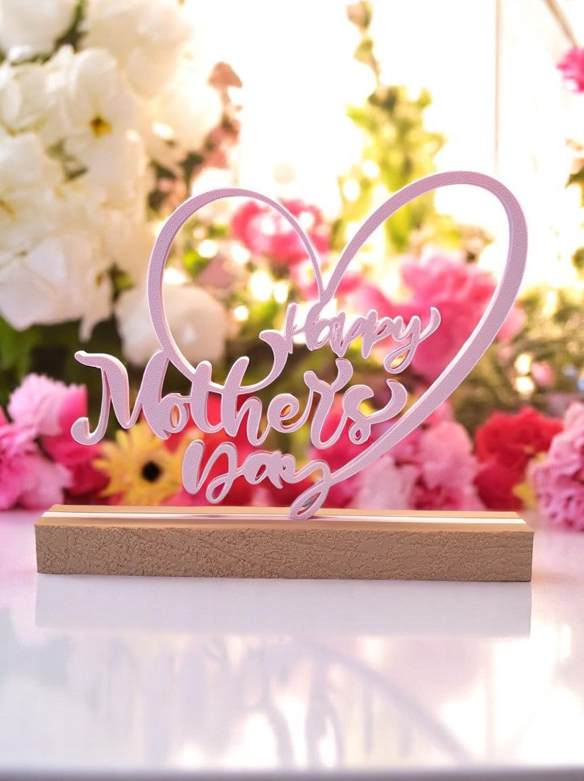  Κομψό Διακοσμητικό "Happy Mother's Day" σε Σχήμα Καρδιάς με Βάση - Ένα Αριστοκρατικό Δώρο για τη Μητέρα
