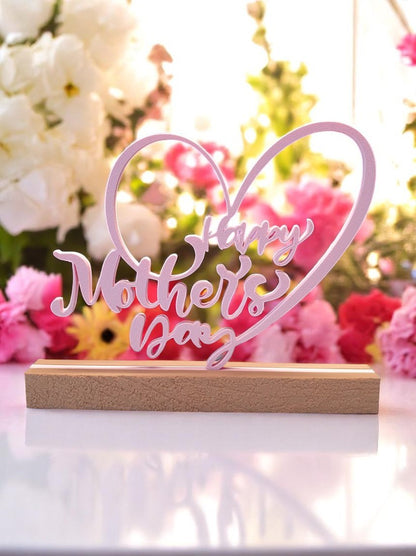  Κομψό Διακοσμητικό "Happy Mother's Day" σε Σχήμα Καρδιάς με Βάση - Ένα Αριστοκρατικό Δώρο για τη Μητέρα