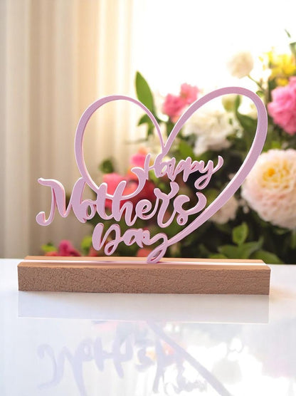  Κομψό Διακοσμητικό "Happy Mother's Day" σε Σχήμα Καρδιάς με Βάση - Ένα Αριστοκρατικό Δώρο για τη Μητέρα