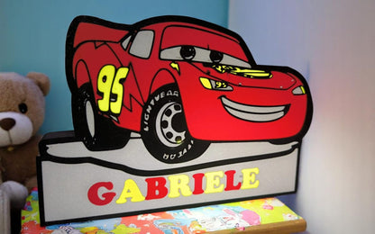 Lightning McQueen 3D LED USB Night Light - Personalized Name Base - Disney Pixar Cars