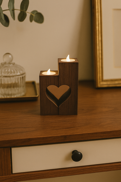 Heartlight Duo Candle Holder Set – Interlocking Heart Tealight Decor | Romantic Anniversary & Wedding Gift | Custom Colors
