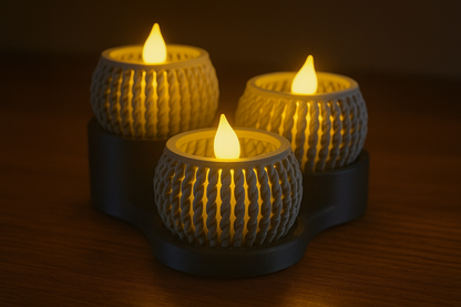 Weave Glow Candle Holders - Σετ Κηροπήγια με Πλεκτή Υφή & Κυματιστή Βάση | Boho Διακόσμηση & Επιλογή Χρωμάτων