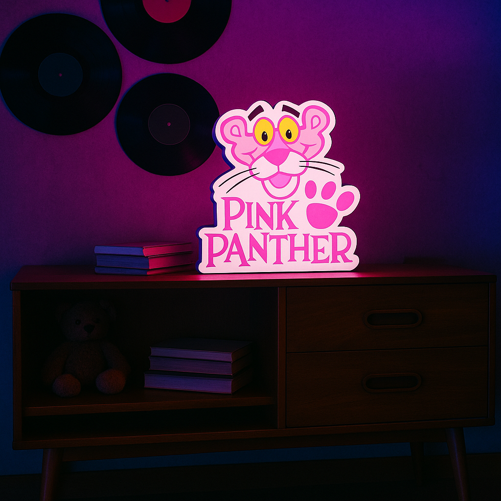 Pink Panther Retro Lightbox – Classic Cartoon Cinema Sign | Vintage 60s Nostalgia Desk Lamp