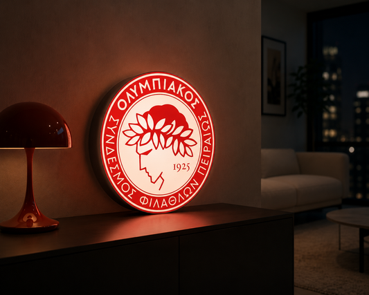 Olympiacos LED Light – Φωτιζόμενο Διακοσμητικό  Ολυμπιακού | Olympiacos Logo Light