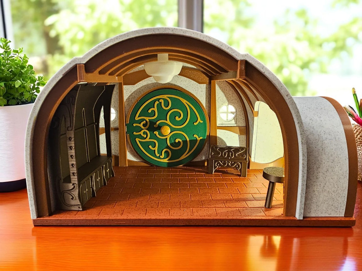 Handcrafted 3D Diorama – Enchanted Round-Door Hobbit-Style Home