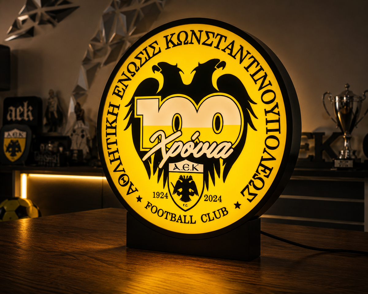 AEK 100 Years LED Light – Συλλεκτικό Φωτιζόμενο Διακοσμητικό ΑΕΚ | AEK Anniversary Lamp