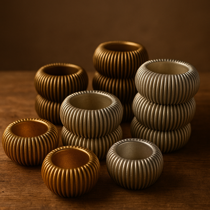 Modern Ripple Candle Holder Set – Ribbed Tealight Decor | Custom Color Options | Minimalist Luxury Centerpiece
