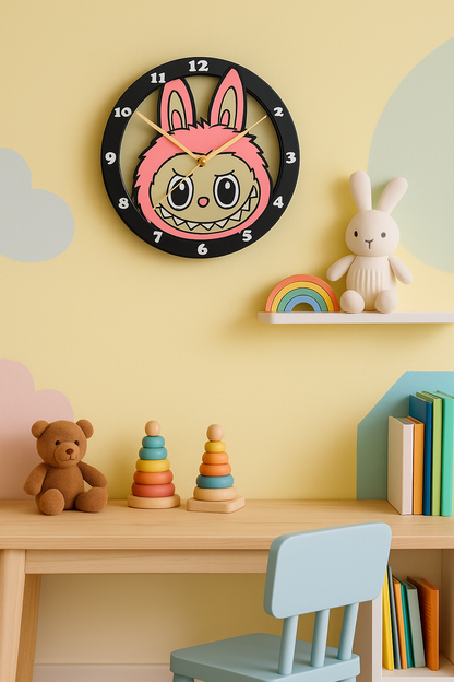 Labubu Monster Kids Wall Clock – Trendy Art Toy Room Decor | Cool Fun Gift for Fans