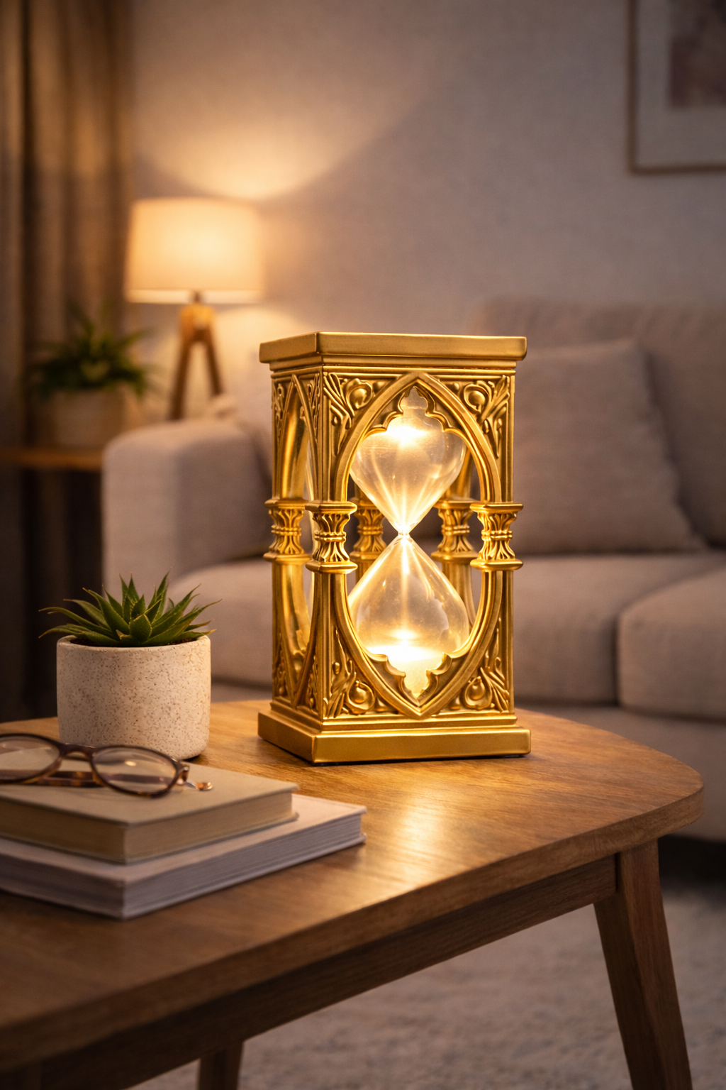 Gothic Hourglass Table Lamp – Vintage Sandglass Mood Light | Eternal Time Decor