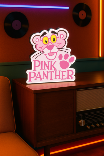 Pink Panther Retro Lightbox – Classic Cartoon Cinema Sign | Vintage 60s Nostalgia Desk Lamp