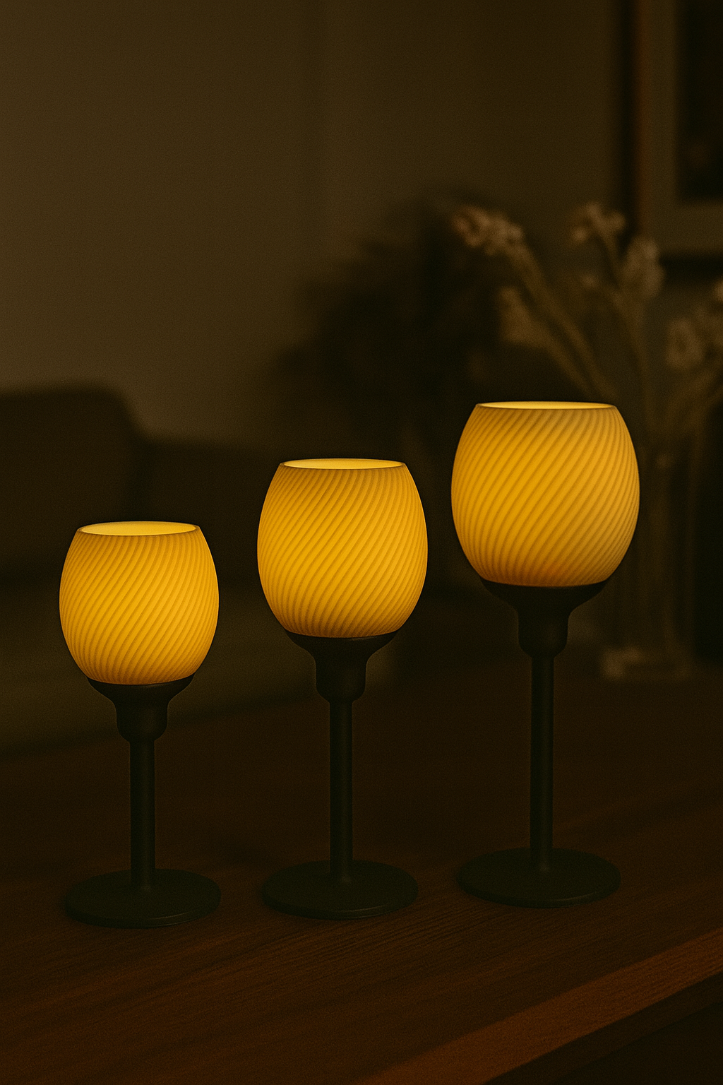Elegant Glow Candle Holder Set – Modern Ribbed Pedestal Tealight Decor | Sophisticated Living Room Centerpiece |