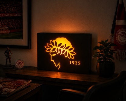 Olympiacos Neon Crest Light – Φωτιζόμενο Minimal Διακοσμητικό Ολυμπιακού | LED Decor