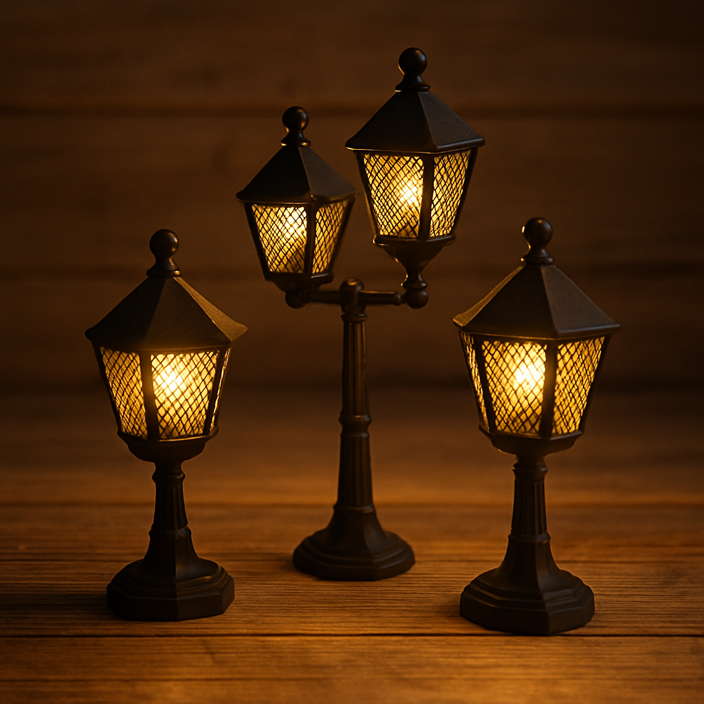 Vintage Street Lantern Candle Holder Set – Victorian Style Miniature Lamps | Retro Townhouse Decor Gift
