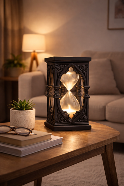 Gothic Hourglass Table Lamp – Vintage Sandglass Mood Light | Eternal Time Decor
